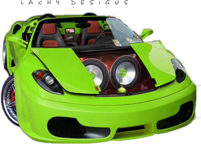 Ferrari on Psd Detail   Green Ferrari With Speakers   Official Psds