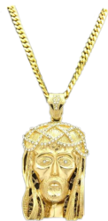 Gold Big Jesus Head Chain (PNG) | Official PSDs