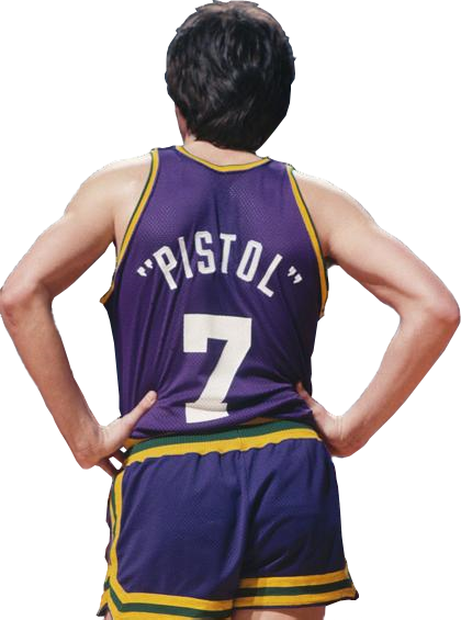 Pistol Pete Maravich Caricature T-Shirt – Unisex Short Sleeve, Courtside Attire