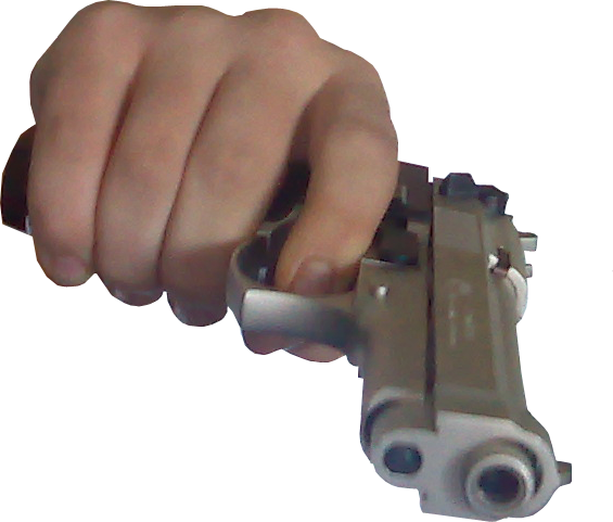transparent photo gun in hand