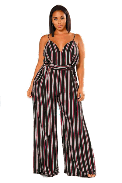 Woman In Vertical Striped Pants Outfit (PNG) | Official PSDs
